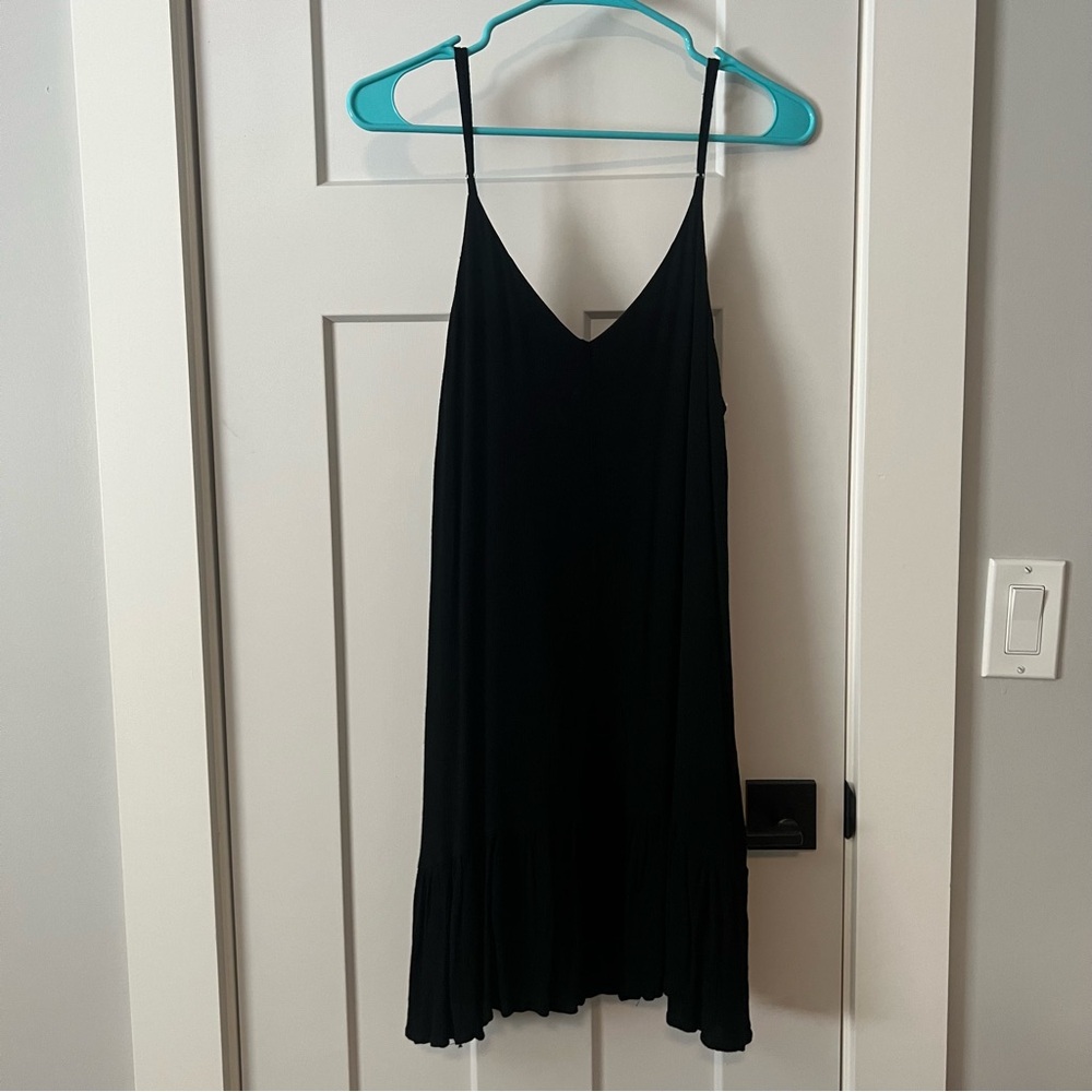 Lulus Black Spaghetti Strap Swing Mini Dress, L